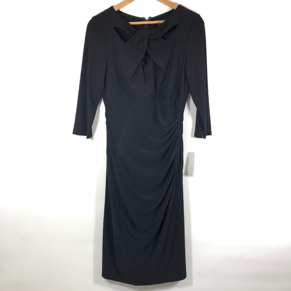 INC Black 3/4 Sleeve Midi Cocktail Dress